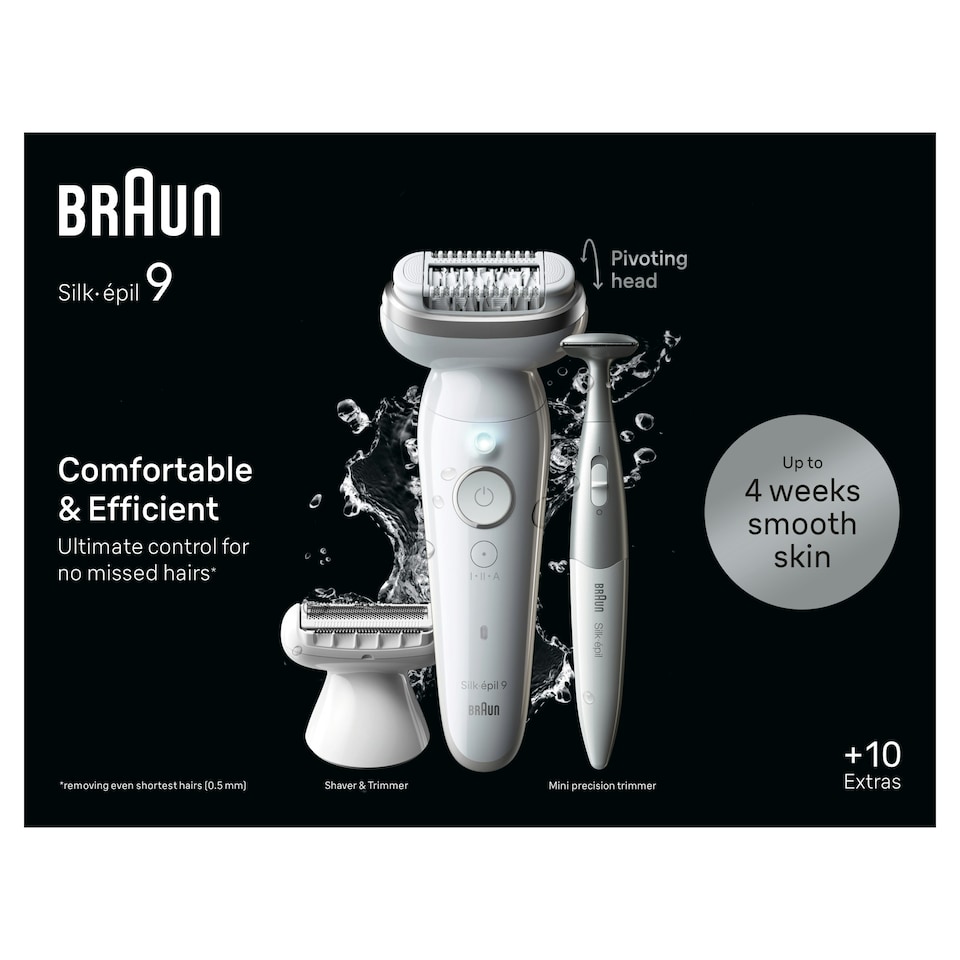image 1 of Braun Silk-épil 9,  Epilator For Easy Hair Removal, Lasting Smooth Skin, 9-241, White/Silver