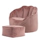 image 3 of Sirena Scallop Chair Bean Bag and Footstool Pink Velvet Bean Bags | Pink | Dusk Pink | L | 2