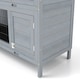 image 8 of PawHut Rabbit Hutch, Guinea Pig Hutch with No-Leak Trays & Divider, Grey