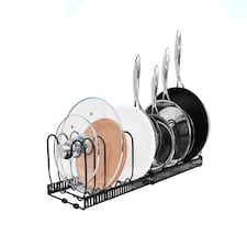 Buckingham Expandable Pot, Pan & Lid Organising Rack 10 Dividers - Black | Black