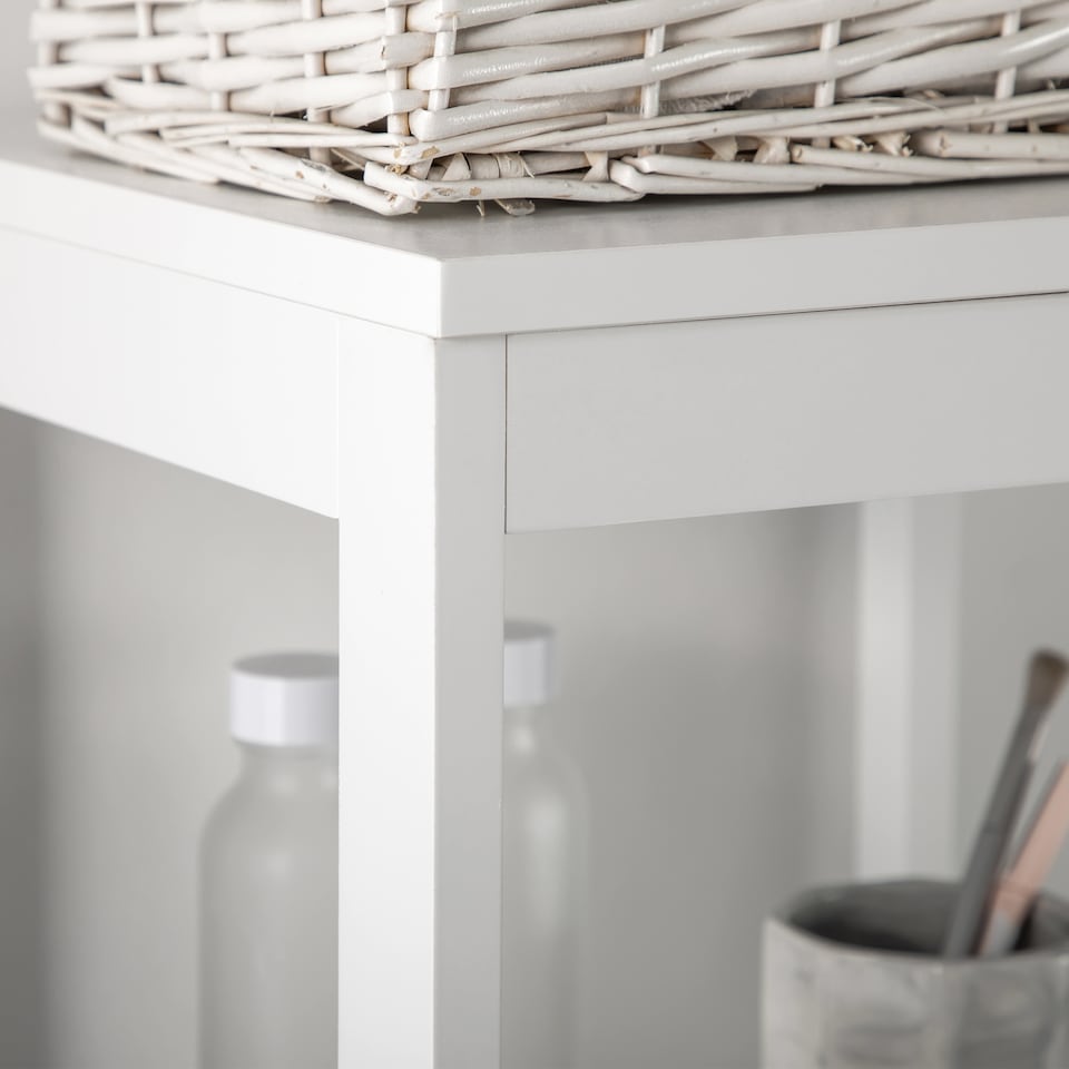 image 1 of HOMCOM Slim Bathroom Storage unit with 3 Drawers and 2 Open Shelves, White
