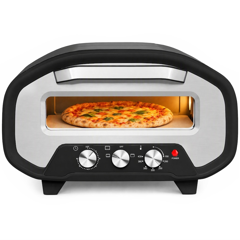 image 1 of HOMCOM 12 Inch Electric Countertop Pizza Maker with 3 Knob Control, 2200W