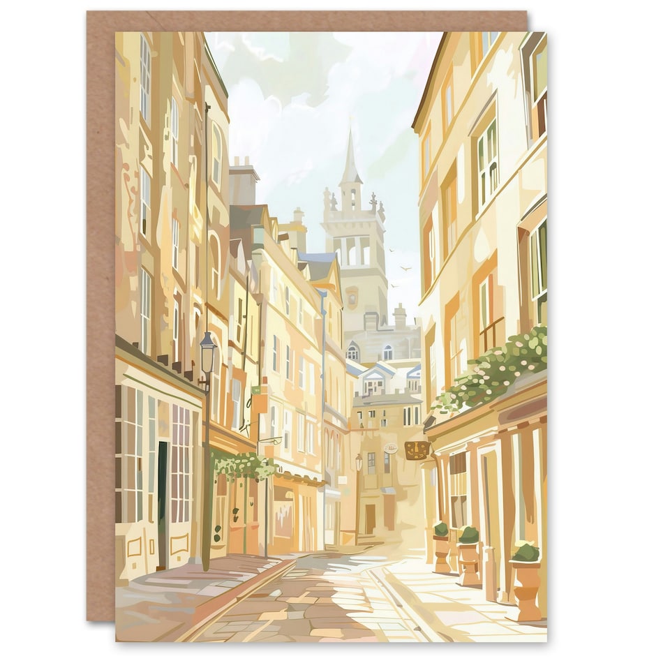 image 1 of Bath England Sunny Day Street View Cityscape Him Her Birthday Card