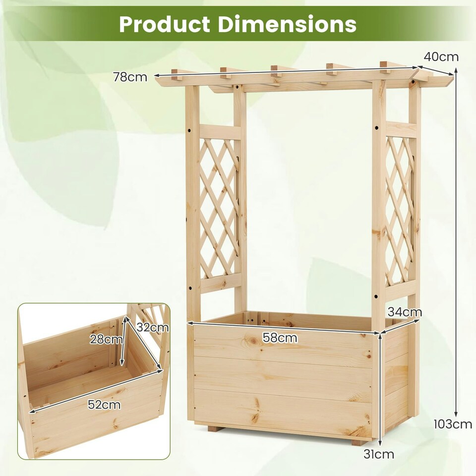 image 1 of COSTWAY Raised Garden Bed Wooden Planter Box Natural N/A