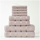 image 1 of VELVETIO 8 Piece Towel Bale Set Boston Shiny Stripe Pattern - 100% Cotton, 450 GSM Pink | Blush Pink