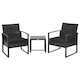 image 1 of Outsunny 3 Pieces Rattan Patio Bistro Set 2 Chairs Coffee Side Table Set, Black