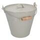 image 3 of Coal Bucket & Lid Cream Metal Ash Tidy Bin Coal Carrier Fire Log Burner Kindling