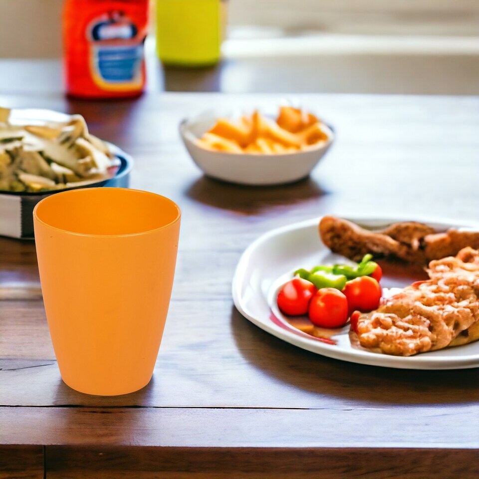 image 1 of 6x Small Plastic Drinking Cups 330ml | Orange | 1
