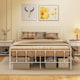 image 1 of HOMCOM 5ft Metal King Platform Bed Frame w/ Underbed Storage Headboard White