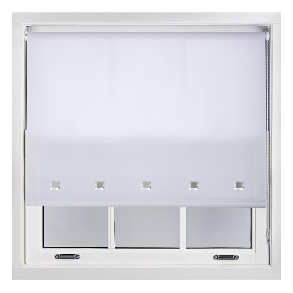 image 1 of FURNISHED Roller Blinds Daylight Square Eyelet Light Filtering Easy Fit Trimmable Window Shade | White | White