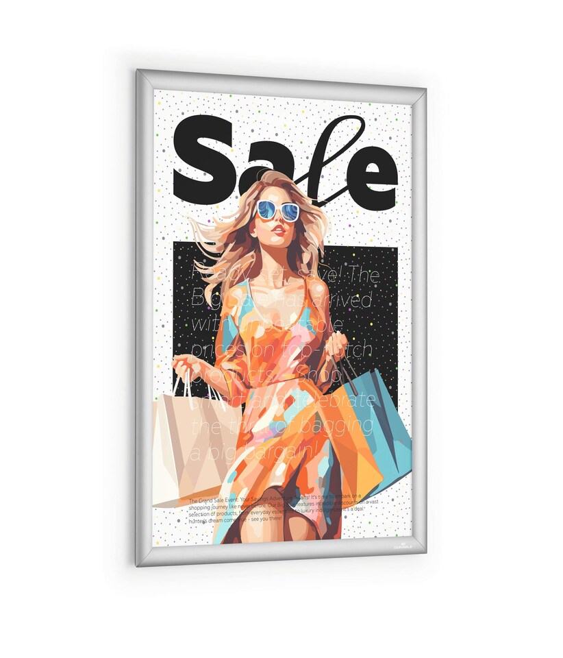 image 1 of Durable Aluminium Snap Frame Retail Clip Poster Holder Notice Board | A2 Silver | Silver