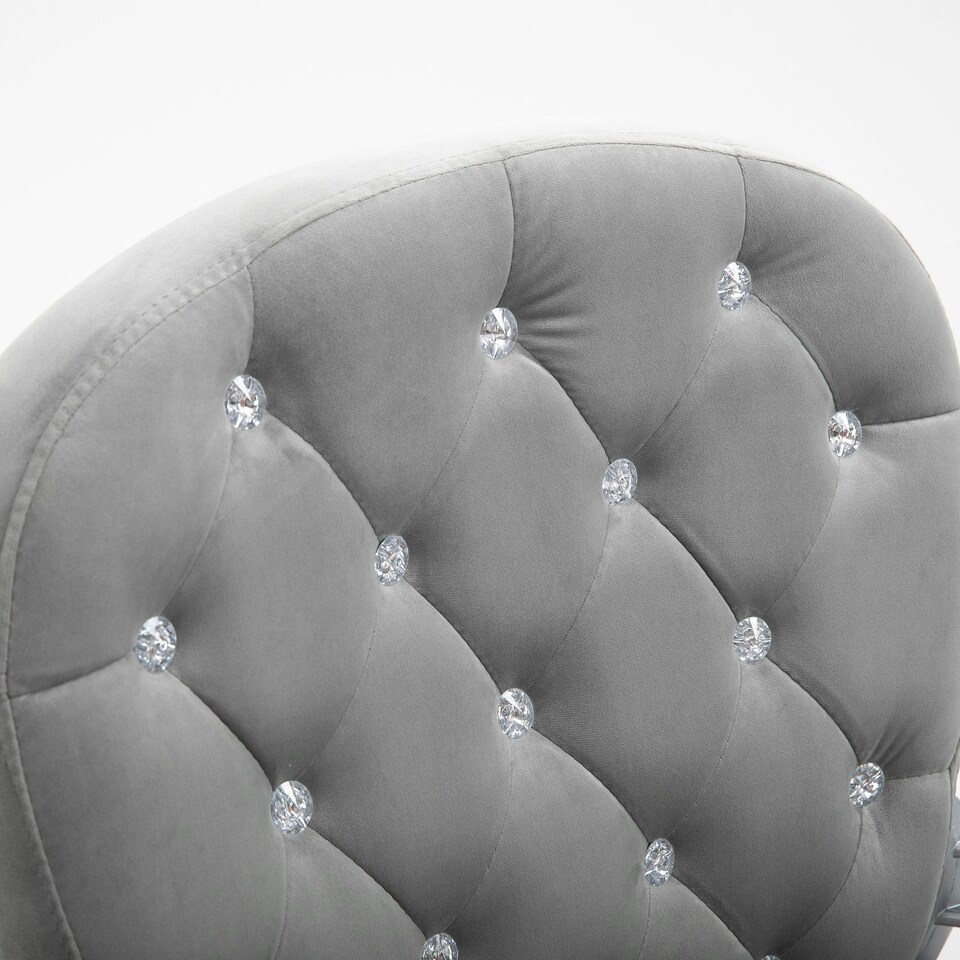 image 1 of Vinsetto Office Chair Velour Diamond Tufted Padded Ergonomic 360° Swivel Grey