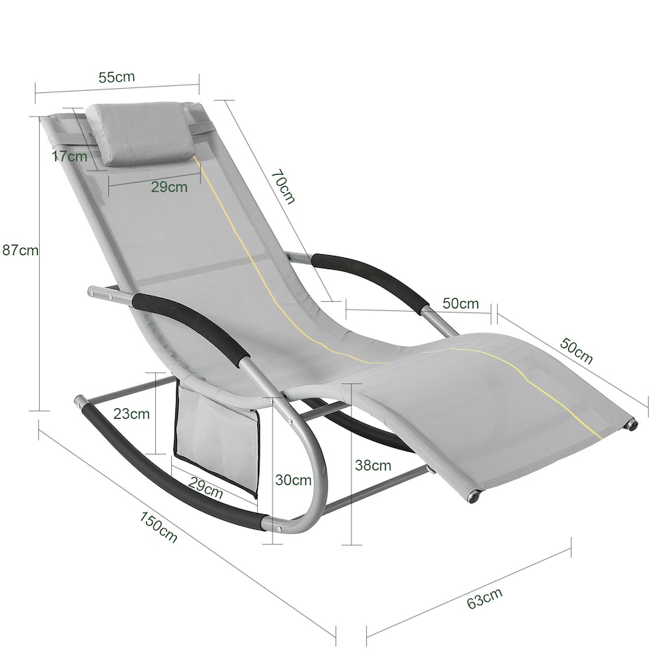 image 1 of SoBuy OGS28-HG,Outdoor Garden Rocking Sun Lounger Recliner
