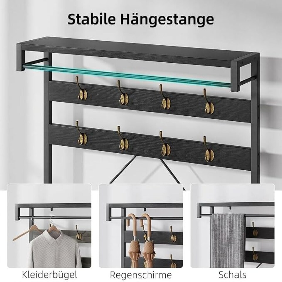 image 1 of London Boutique Hall Tree with Bench & 2-Tier Shoe Rack 102x40x183cm