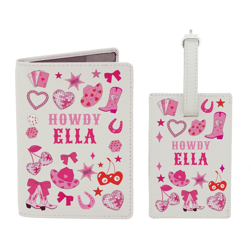 image 1 of Personalised Cowgirl Passport Holder & Luggage Tag Cream