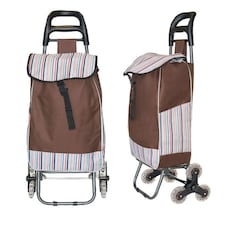 3 Wheel Foldable Shopping Trolley | Stair Climbing Grocery Cart with Removable Bag