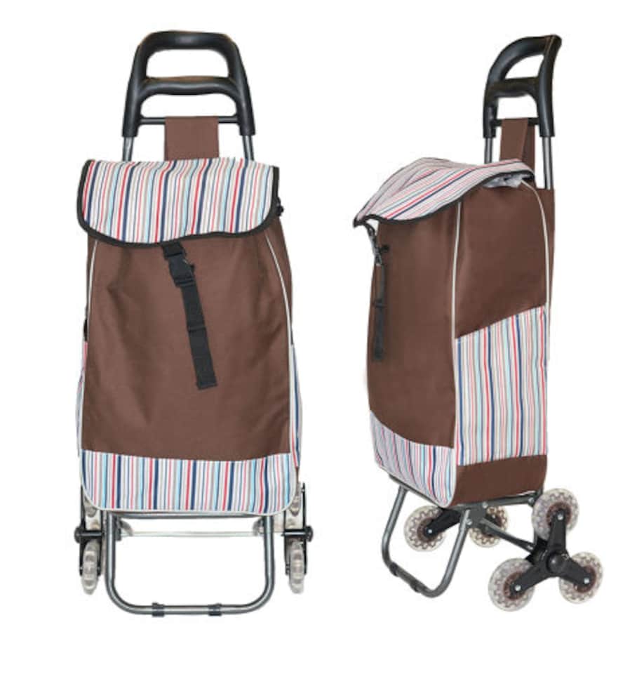 3 Wheel Foldable Shopping Trolley | Stair Climbing Grocery Cart with Removable Bag