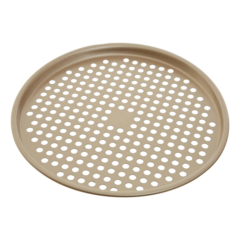 image 1 of Interiors by Premier Functional Design Round Pizza Crisper, Non-Stick Carbon Steel Tray With Air Vents For Crispy Crust, Durable Multi