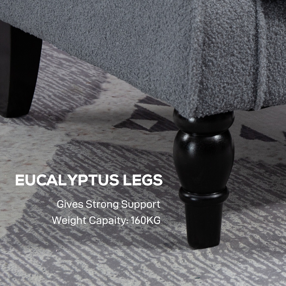 image 1 of HOMCOM Accent Armchair Home Furniture Retro Tufted Club Fabric Grey | Grey | Grey