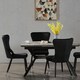 image 9 of Set of 4 New York Modern Velvet Dining Chairs with High Back, Black Metal Legs Black | Silver End Tips