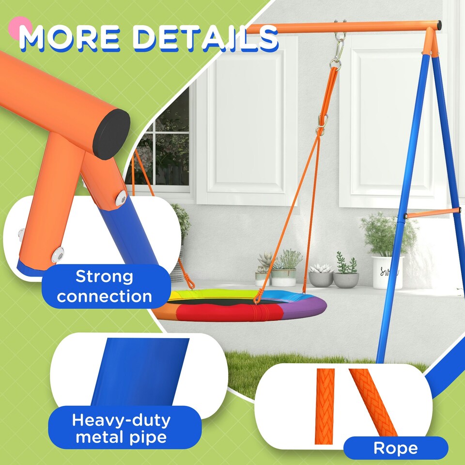 image 1 of Outsunny Kids Swing Nest Swing Seat with A-Frame Structure for Outdoor Use