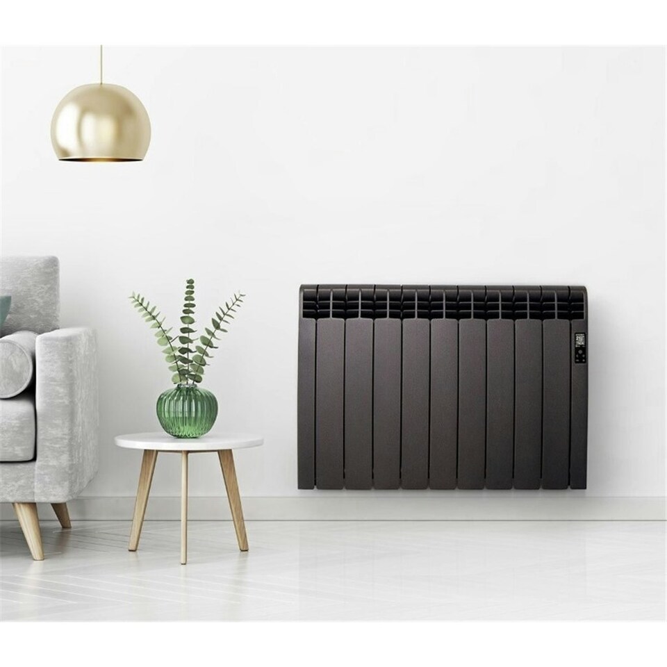 image 1 of 835mm (W) x 585mm (H) - Graphite Wi-Fi Electric Oil Filled Radiator (Barcelona) - 990 Watts - Depth 97mm - Heats Up To 9m²