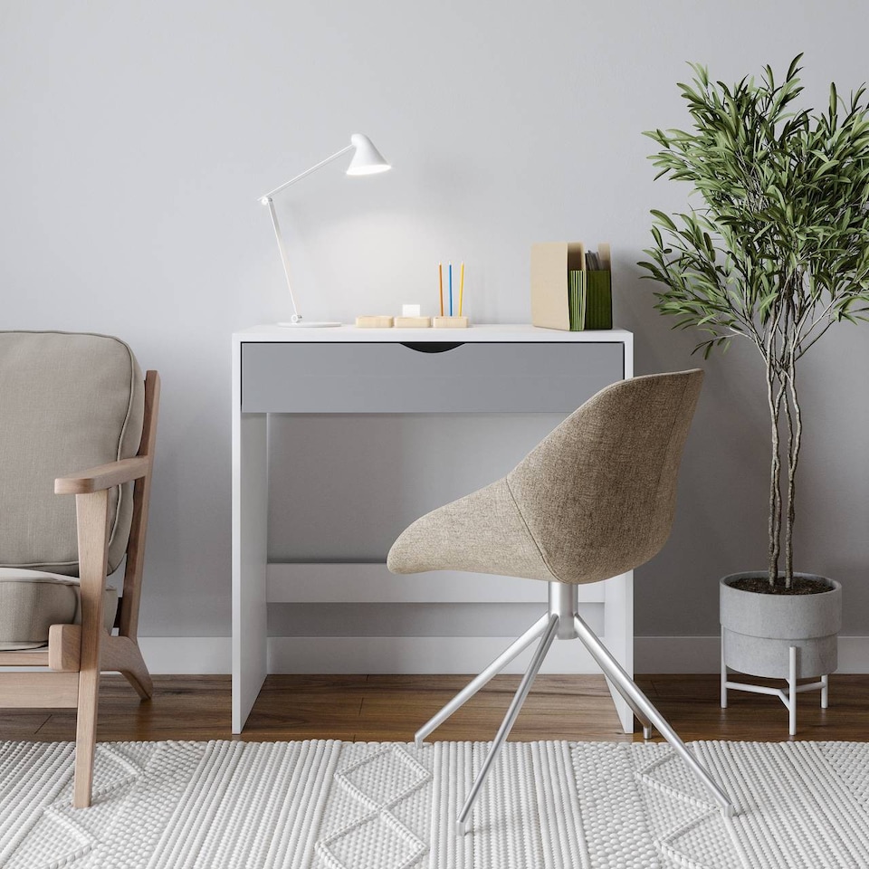 image 1 of 1 Drawer Dressing Table Console Desk, 75 x 40 x 75 cm | White | White & Grey | 9 x 42.5 x 77.5 | 1