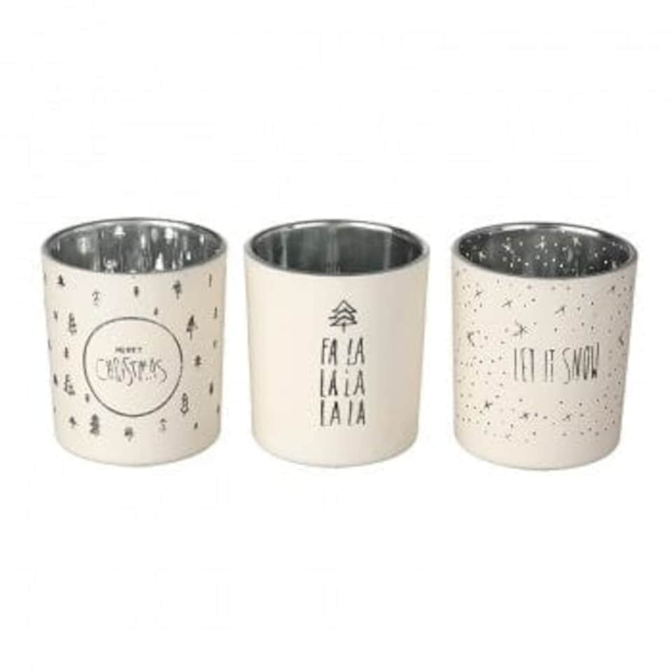 Heaven Sends Christmas Set of 3 Glass Christmas Tea Light Holders