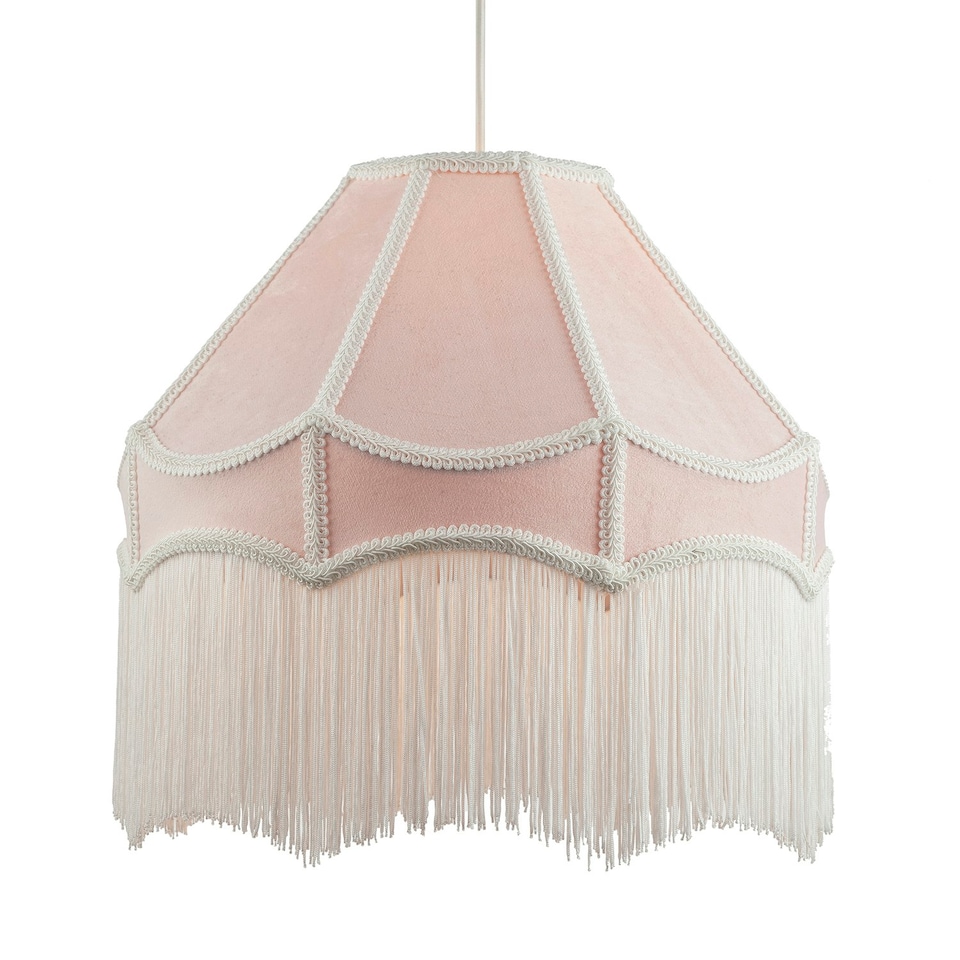 image 1 of Traditional Victorian Empire 40cm Lamp Shade in Soft Pink with Tassels Pink
