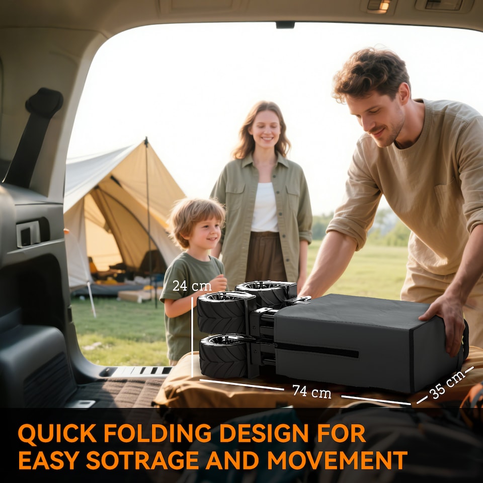 image 1 of Outsunny Outdoor Cart Folding Cargo Wagon Trailer Beach w Handle Dark Grey