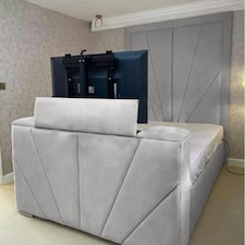 Rosie Plush Silver King TV Bed Frame - Silver