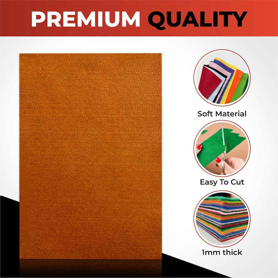 image 1 of Pack of 10 A4 Coloured Felt 180gsm Sheets Orange | Orange | A4
