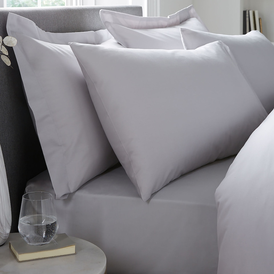 image 1 of Serene Plain Dyed Fitted Bed Sheet Silver