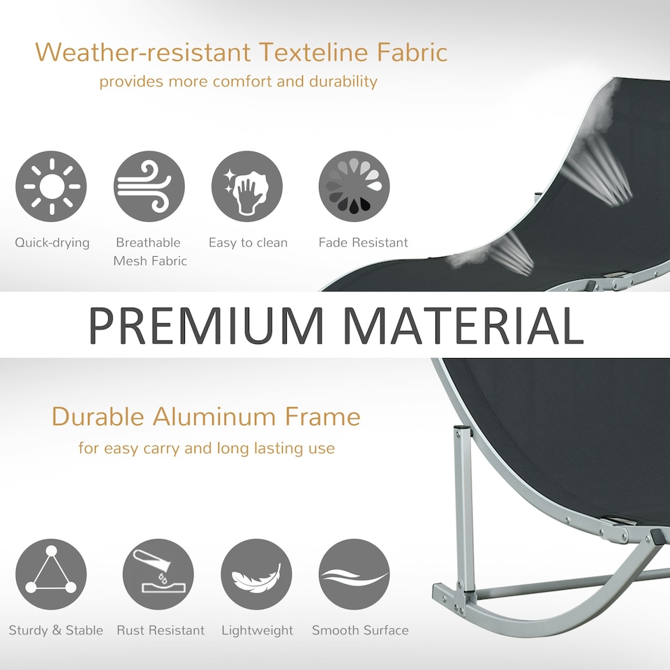 image 1 of Outsunny Set of 2 Zero Gravity Lounge Chair Recliners Sun Lounger Black