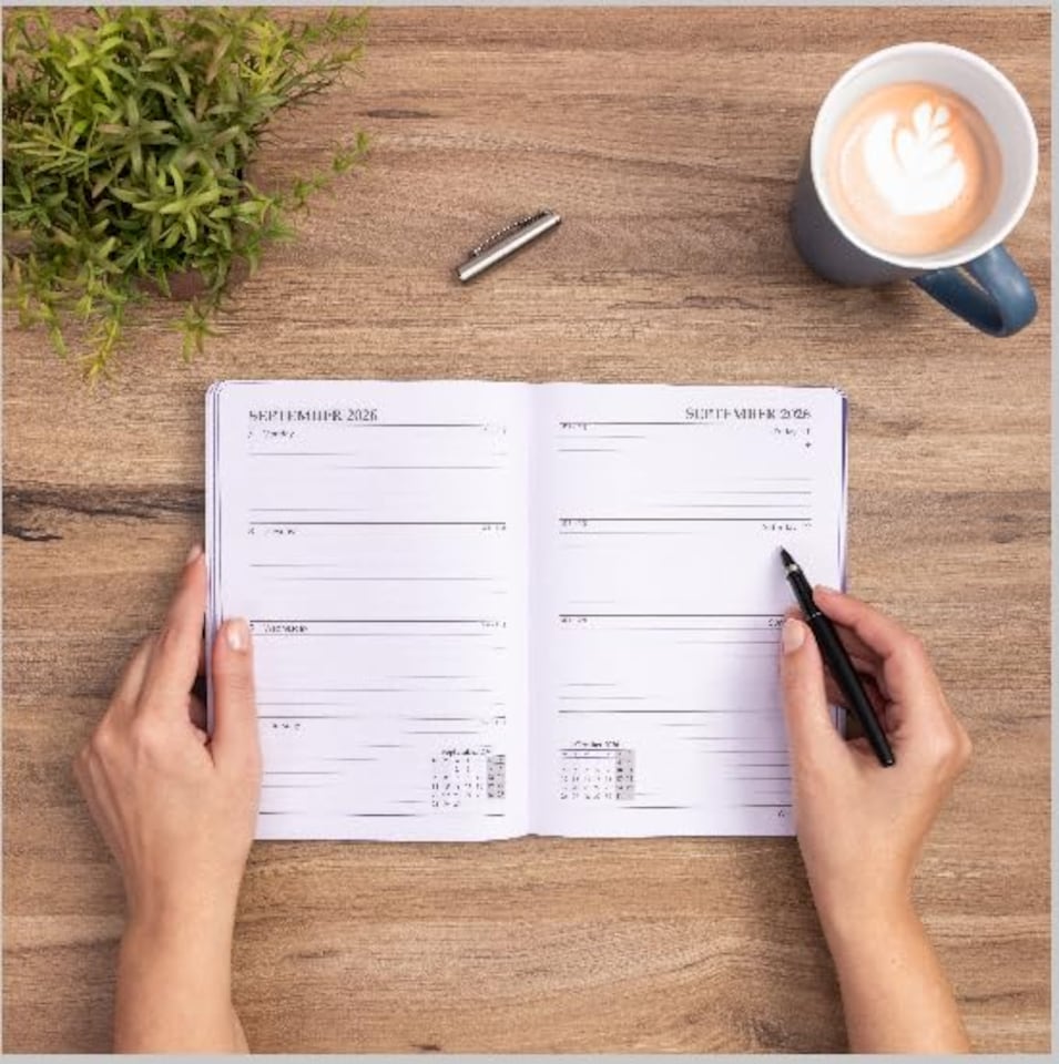 image 1 of 2026 - 2027 Academic Diary A5 Week to View - Mid Year Planner August 2026 to July 2027 - Softcover Felix - Term Dates Notes Timetable | Pink | Cerise