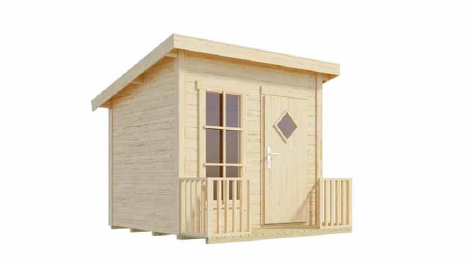 image 1 of Flipp-Log Cabin, Wooden Garden Room, Timber Summerhouse, Home Office - L230 x W190.6 x H188.1 cm | Brown