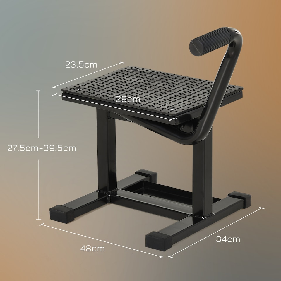 image 1 of DURHAND 150KG Steel Motorcycle Lift Rubber Platform, Crank Lift Manual Repair Clean Hoist Table Assist Off-Road Dirt Bike Stand, 27.5/39.5H cm, Black | Black