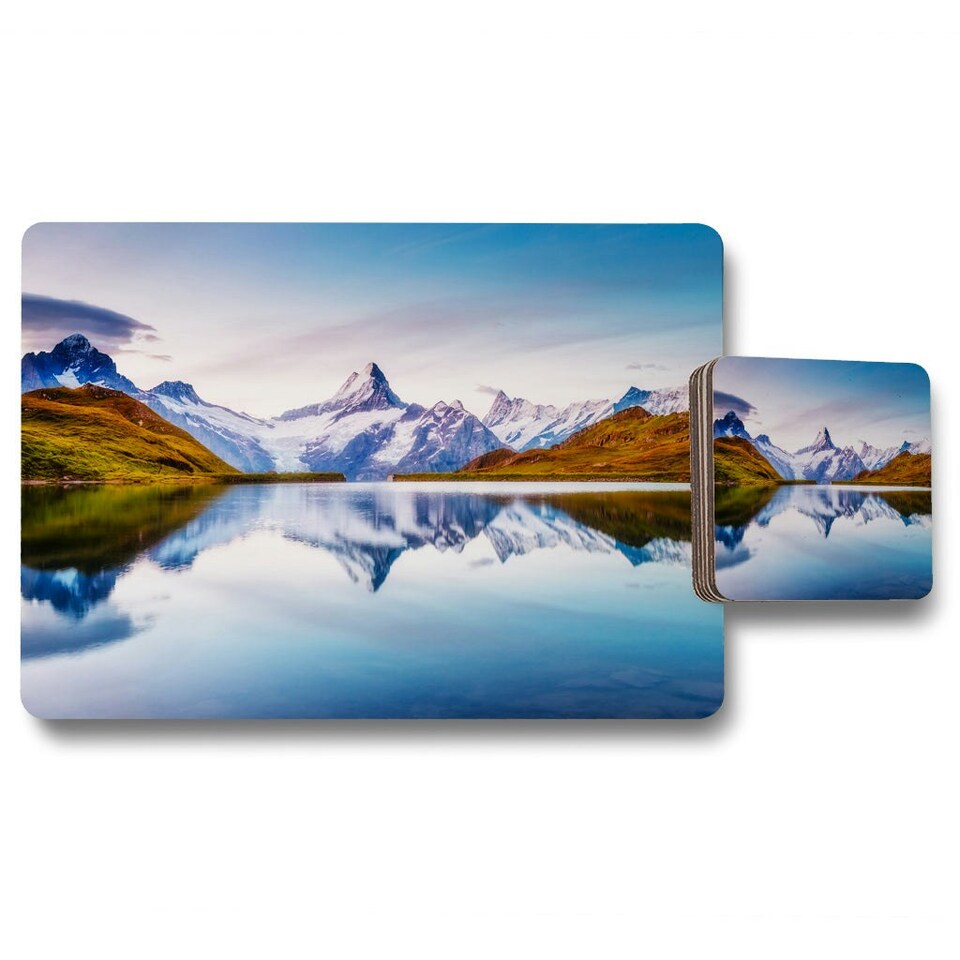 image 1 of Panoramic view of the Mt. Schreckhorn and Wetterhorn (Placemat & Coaster Set)