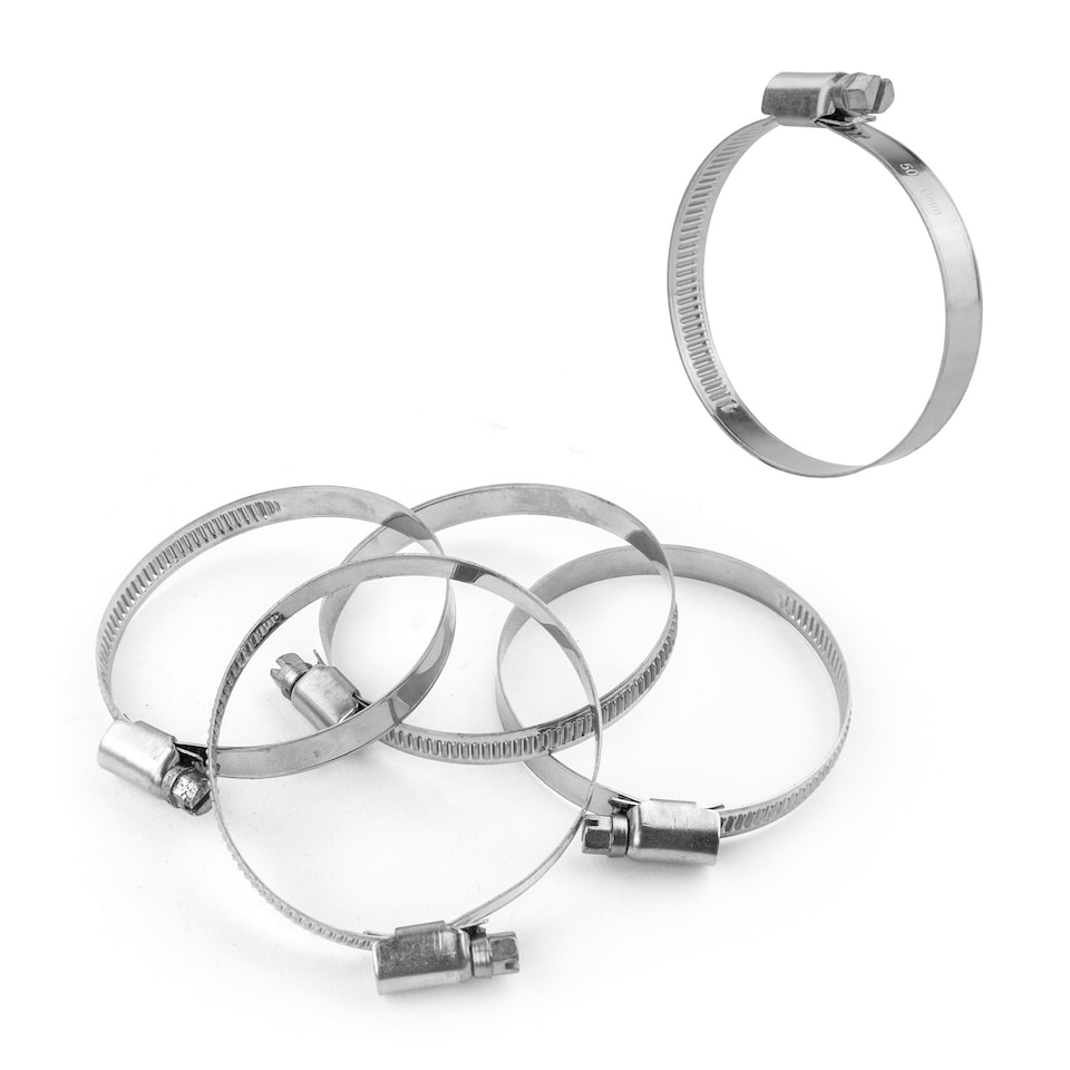 image 1 of KCT Universal 50-70mm Stanless Steel Clips for Hose Pipe - 5 Pack