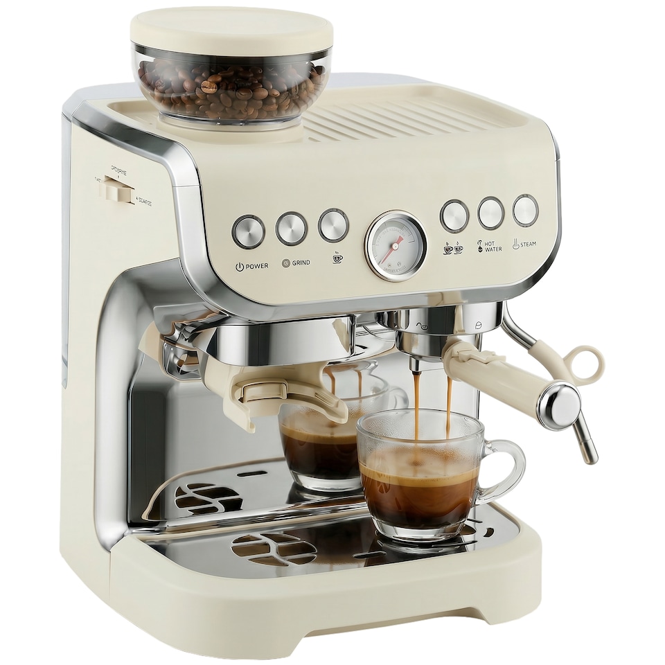 image 1 of HOMCOM Espresso Machine, Bean Grinder & Steam Wand, 15 Bar Pressure