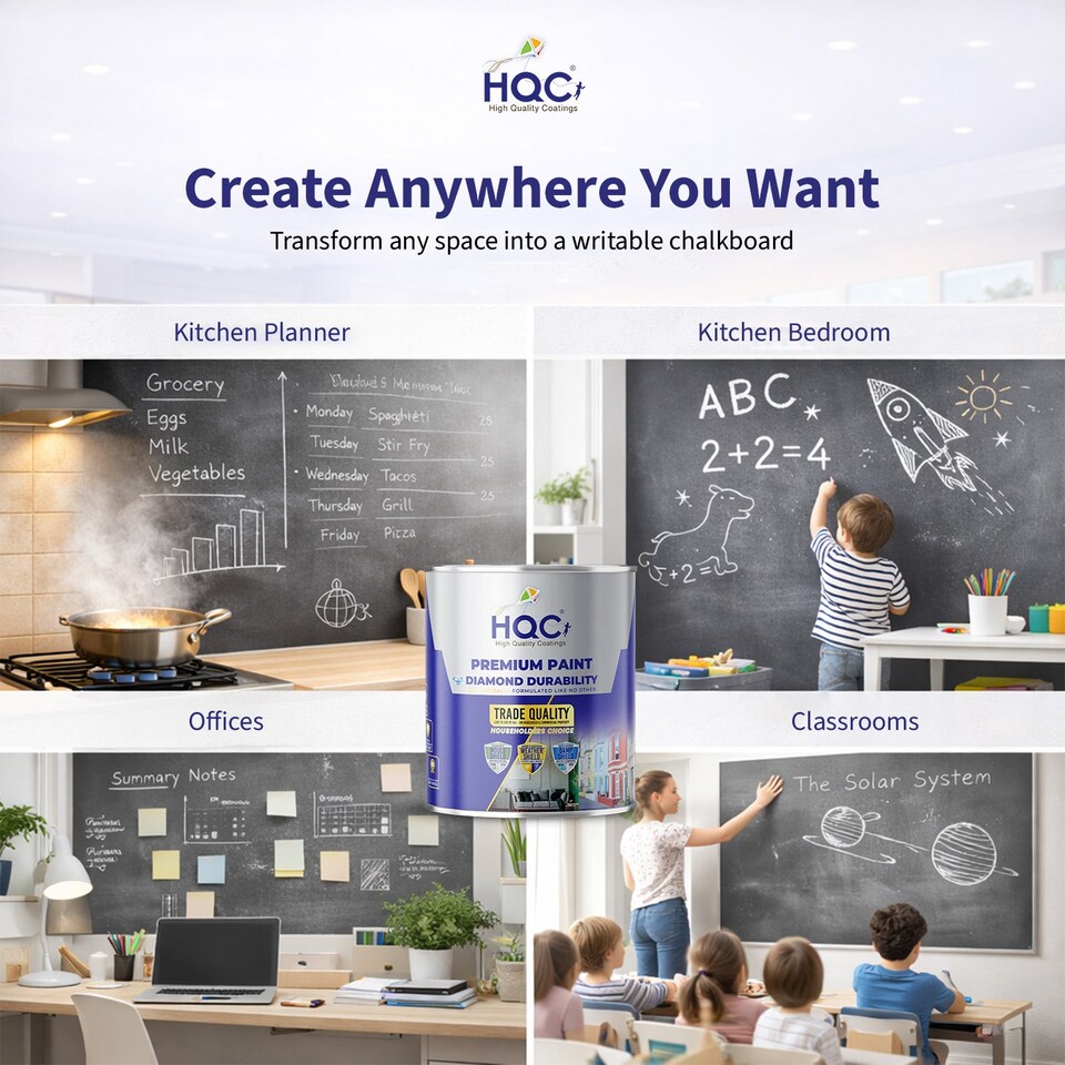 image 1 of HQC Blackboard & Chalkboard Paint - Easy Clean, Writable & Erasable Surface - Ivory - 2.5L