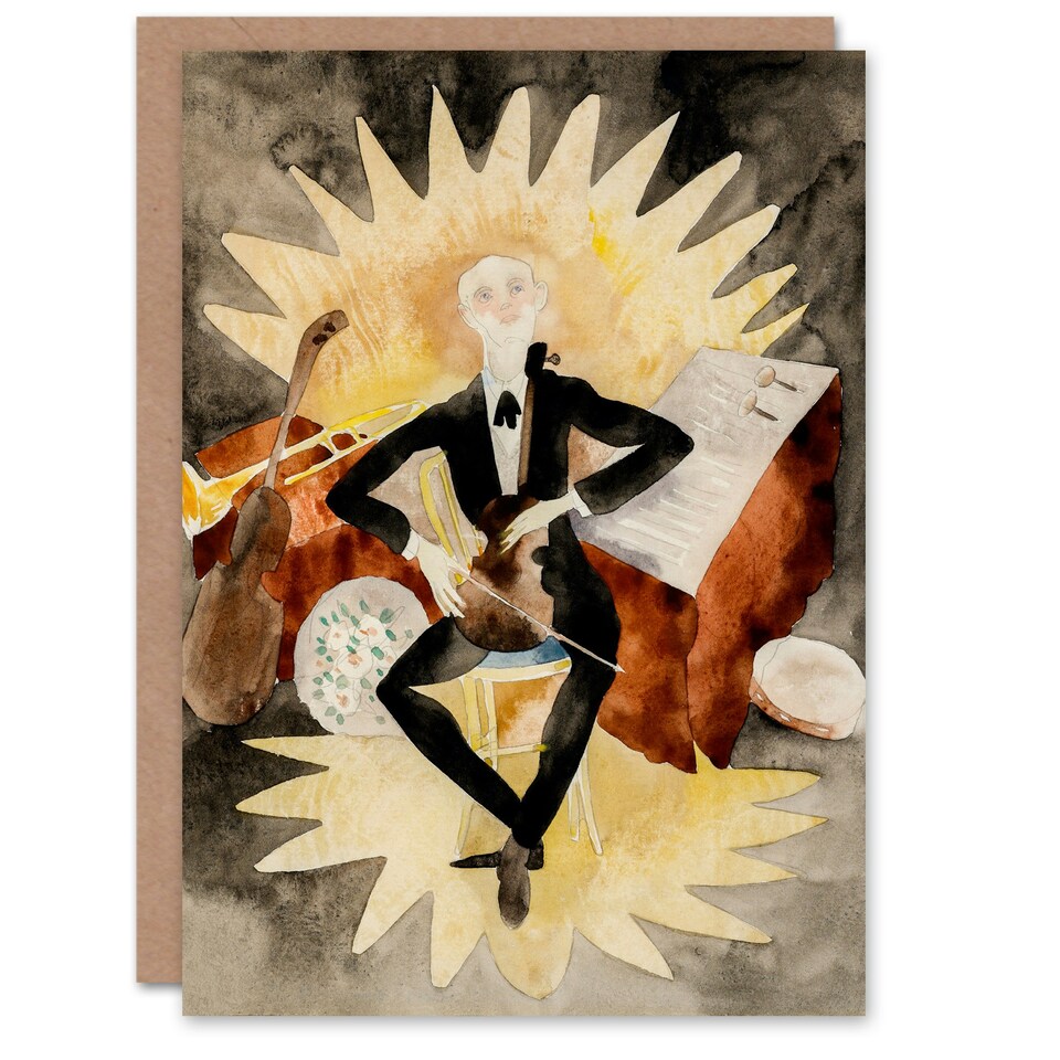 image 1 of Charles Demuth Art Card String Musician Portrait