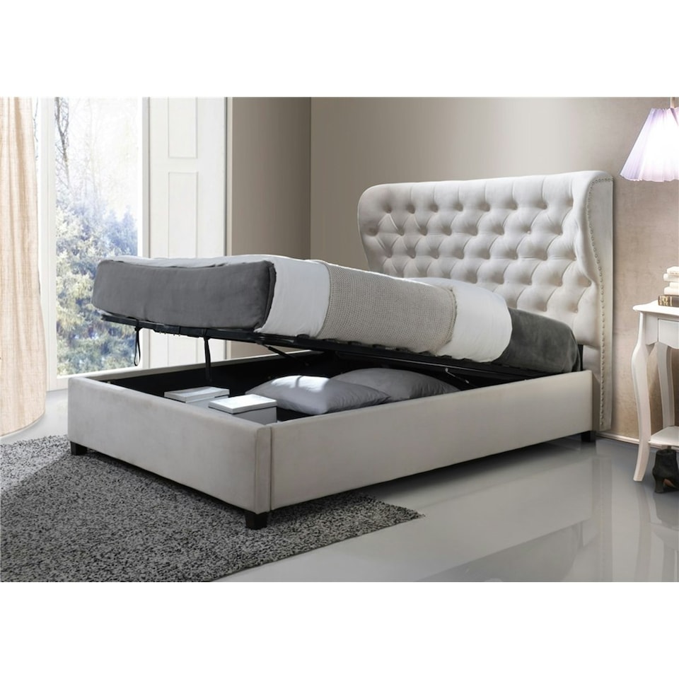 image 1 of Cream Fabric Ottoman Bed Frame - King Size 5ft (166cm)