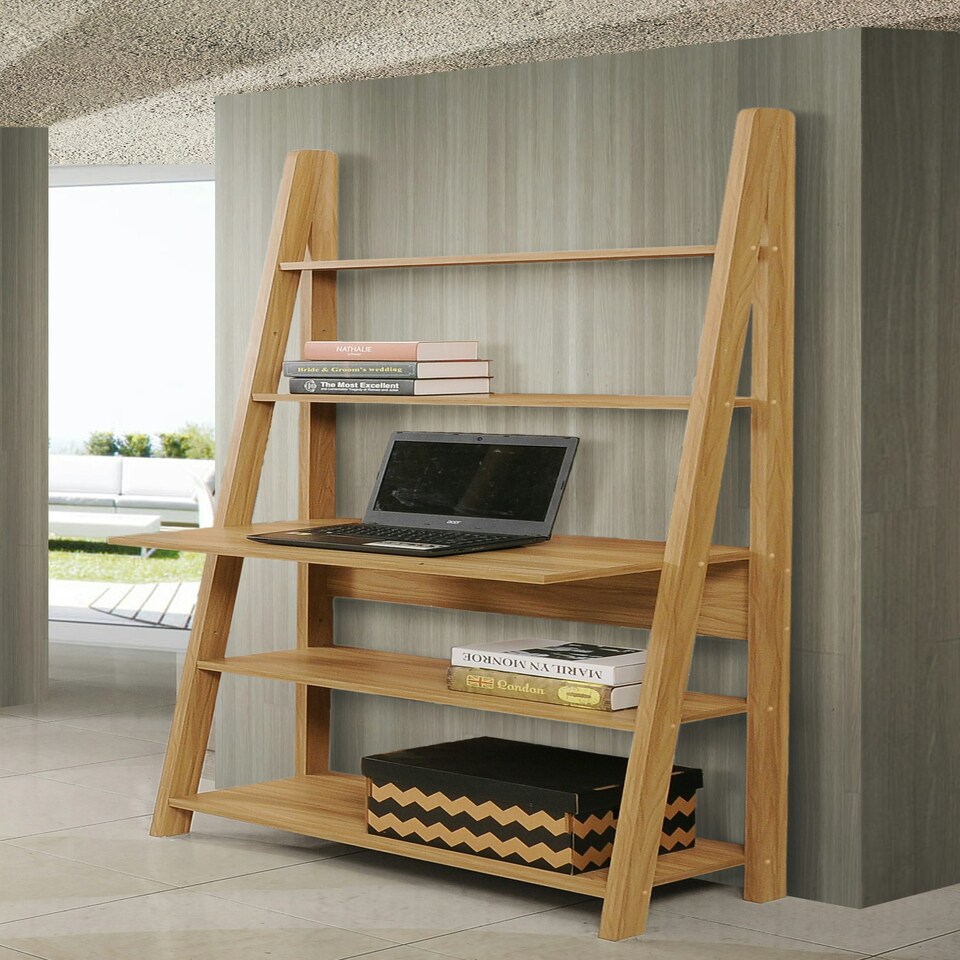image 1 of Ladder Bookcase Desk 5 Tier