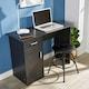 image 4 of Computer Desk 1 Drawer 1 Door Compact Workstation Home Office Table Black