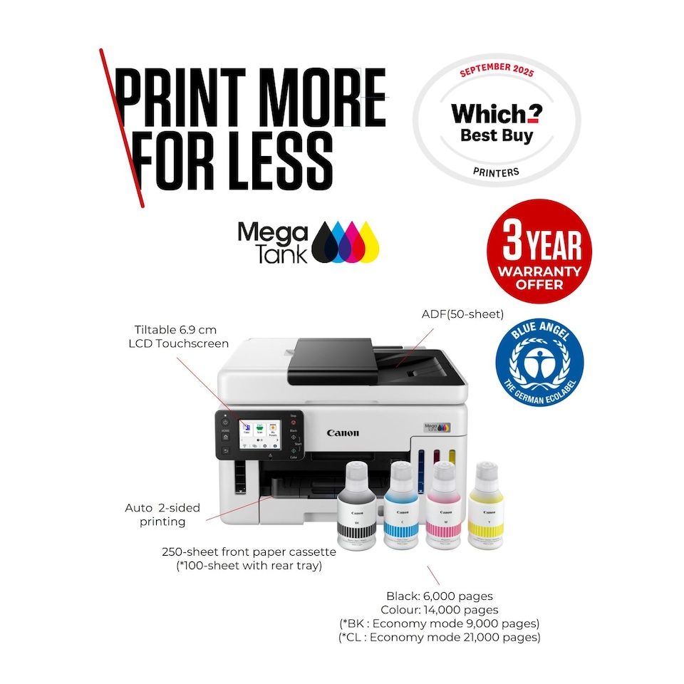image 1 of Canon MAXIFY GX6150 600 x 1200 dpi A4 Wireless Multifunction Colour Inkjet Printer