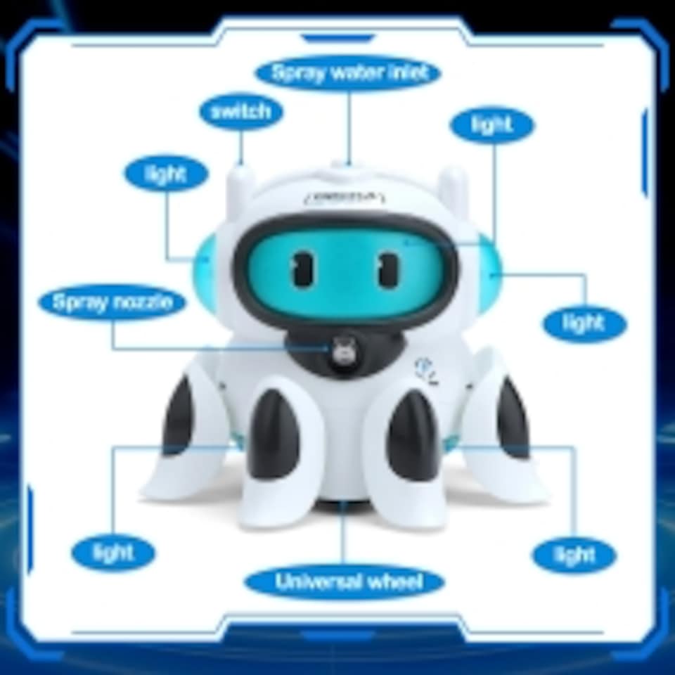 image 1 of Children’s Mechanical Octopus Toy – Universal Wheel Crawling Training Toy with Omnidirectional Lights, Sounds, Spray & Movement