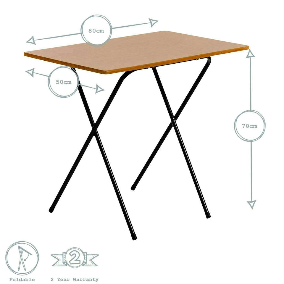 image 1 of Harbour Housewares Wooden Folding Desk & Chair Set - Natural/White