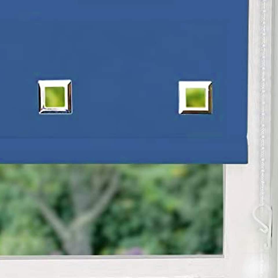image 1 of 90cm Blue Square Eyelet Edge Roller Blind | Blue | Blue
