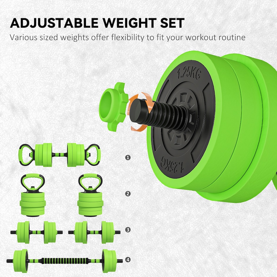 image 1 of SPORTNOW Weight Dumbbells Set, Barbell, Kettlebell, Push Up Stand, 20kg